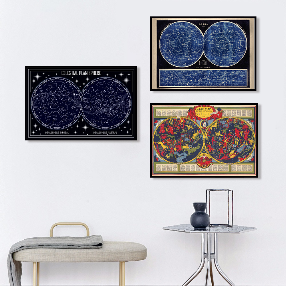 Custom Star Map - 1pc Celestial Planisphere Map Poster Canvas