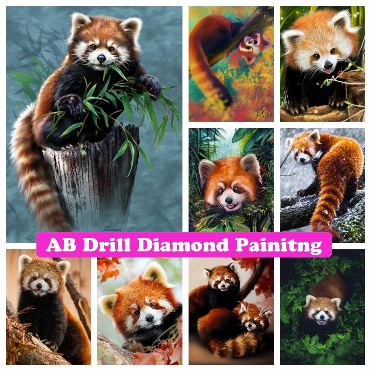 Photo Mosaic Print - Red Panda 5D DIY AB Drills