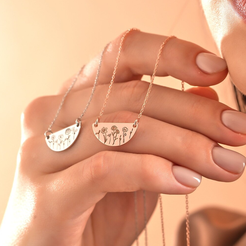 Custom Birth Month Flower Neck - Birth Flower Necklace reseña y precio
