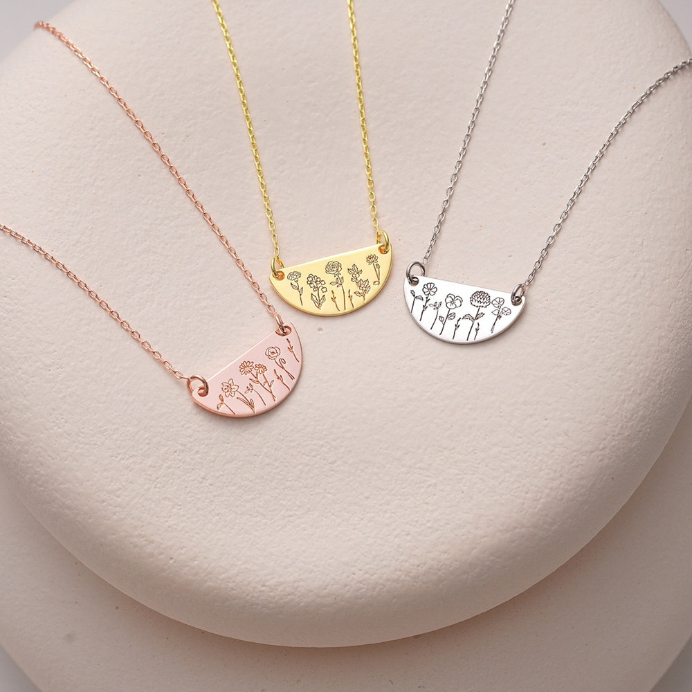 Custom Birth Month Flower Neck - Birth Flower Necklace reseña y precio