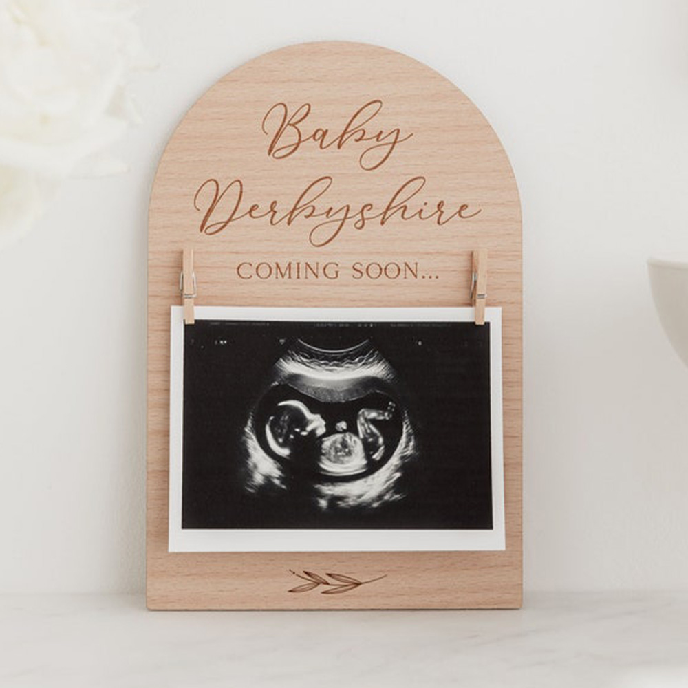 Personalised Pregnancy Announc - Engraved Wood Frame reseña y precio