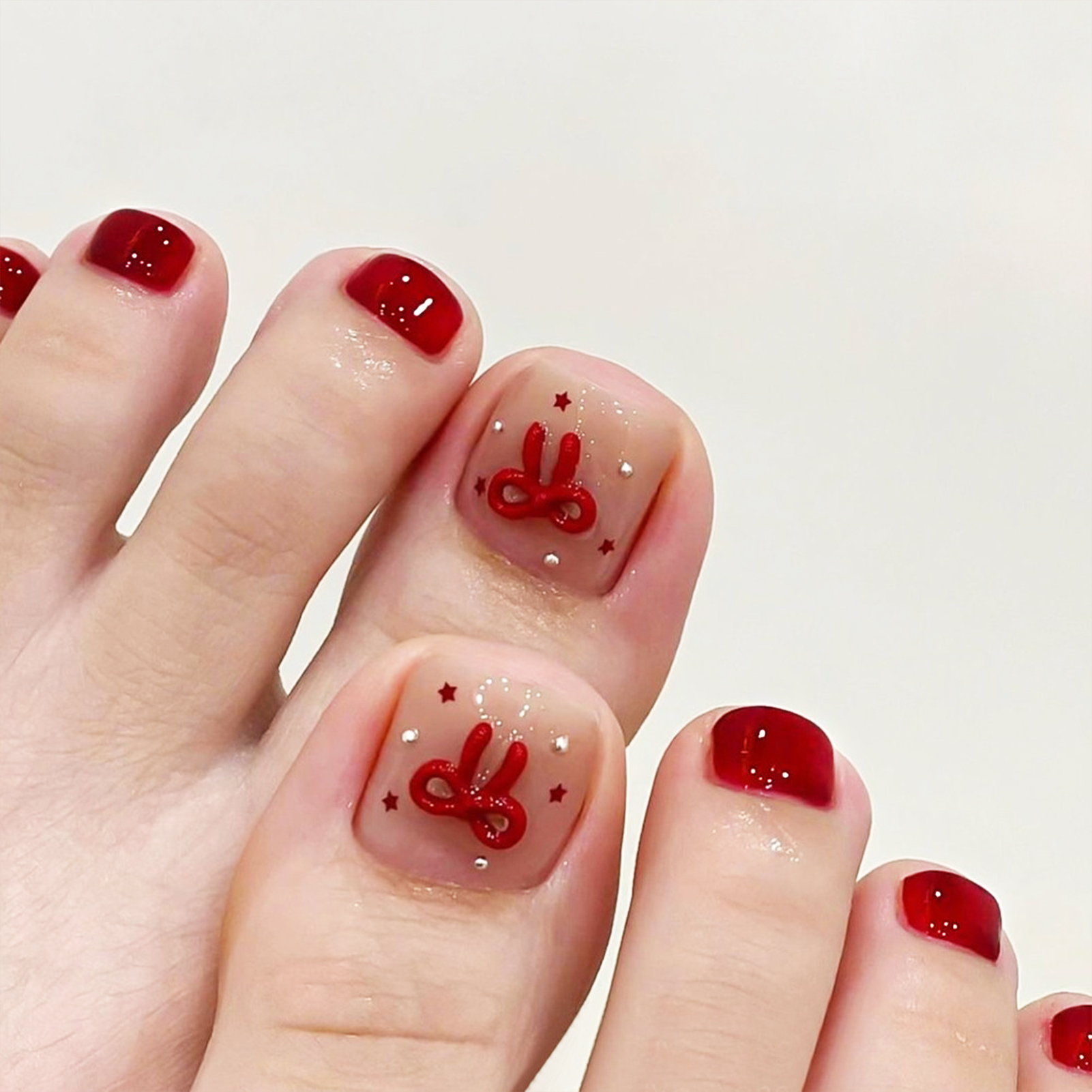 Nude Pink Color Fake Toenails  - Pressed Flower Art reseña y precio