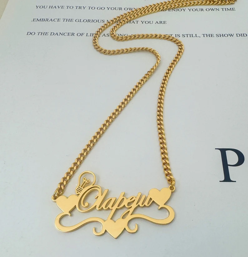 Handcrafted Gold Color Name Ne - Name Necklace Custom reseña y precio
