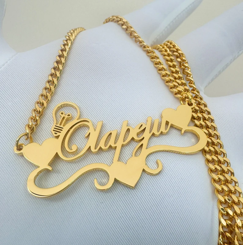 Handcrafted Gold Color Name Ne - Name Necklace Custom reseña y precio