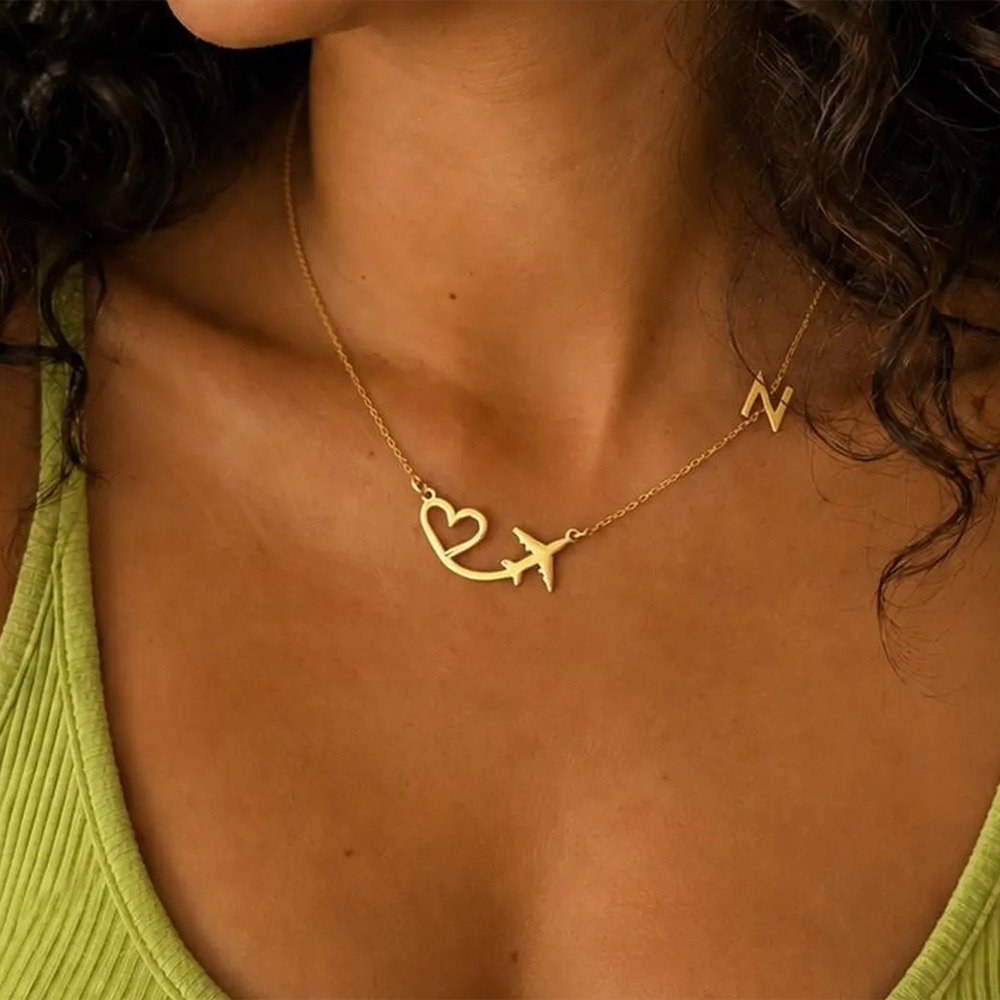 Personalized Heart Airplane In - Name Necklace Custom reseña y precio