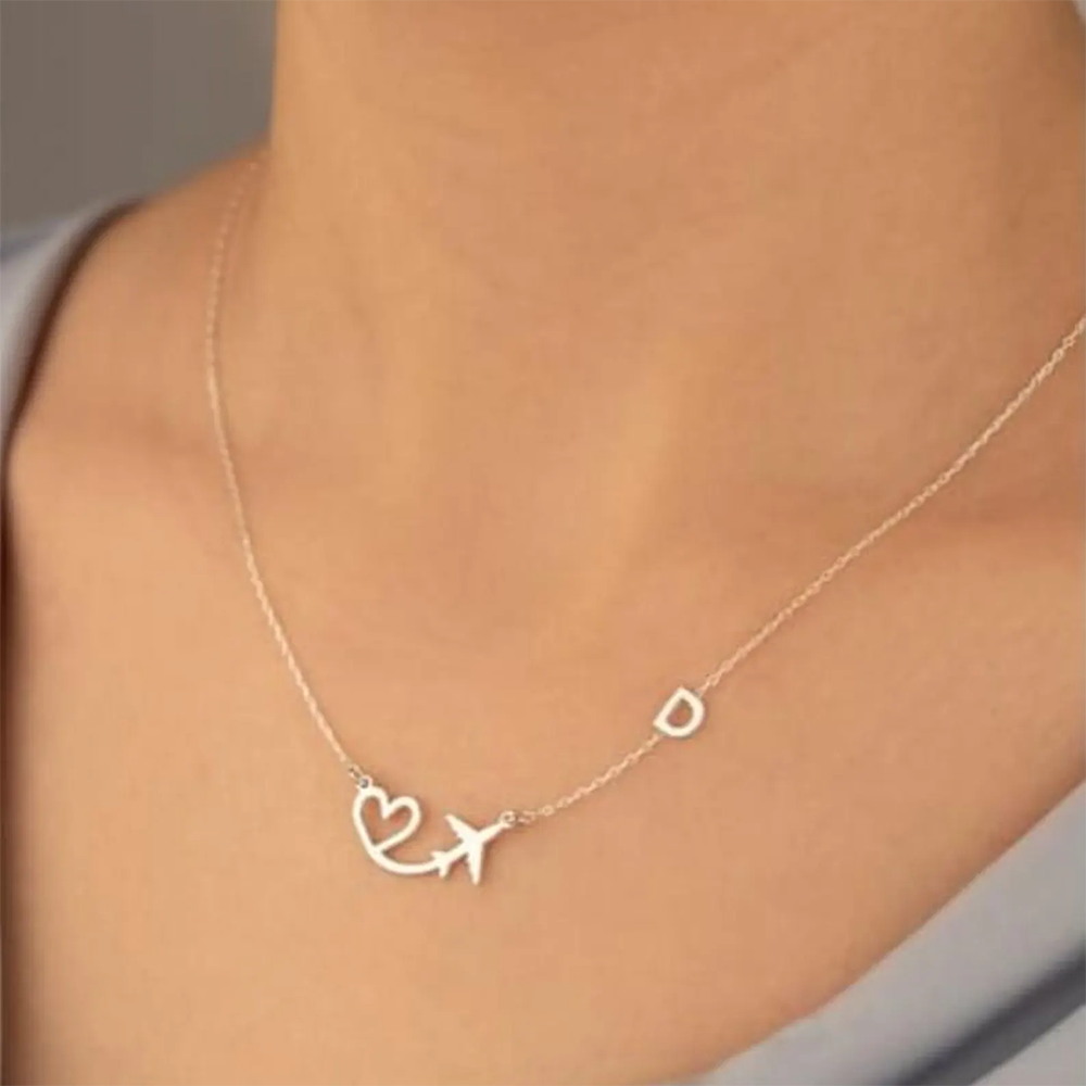 Personalized Heart Airplane In - Name Necklace Custom reseña y precio