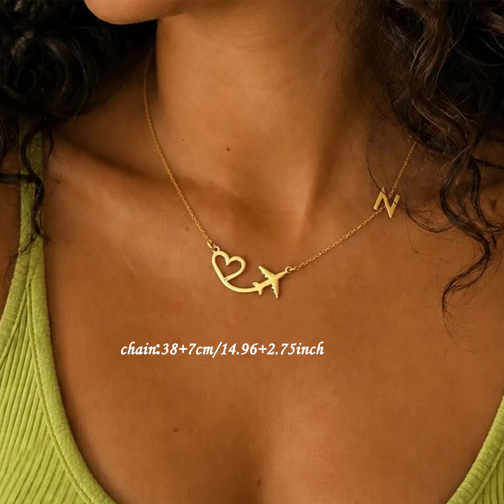 Personalized Heart Airplane In - Name Necklace Custom reseña y precio