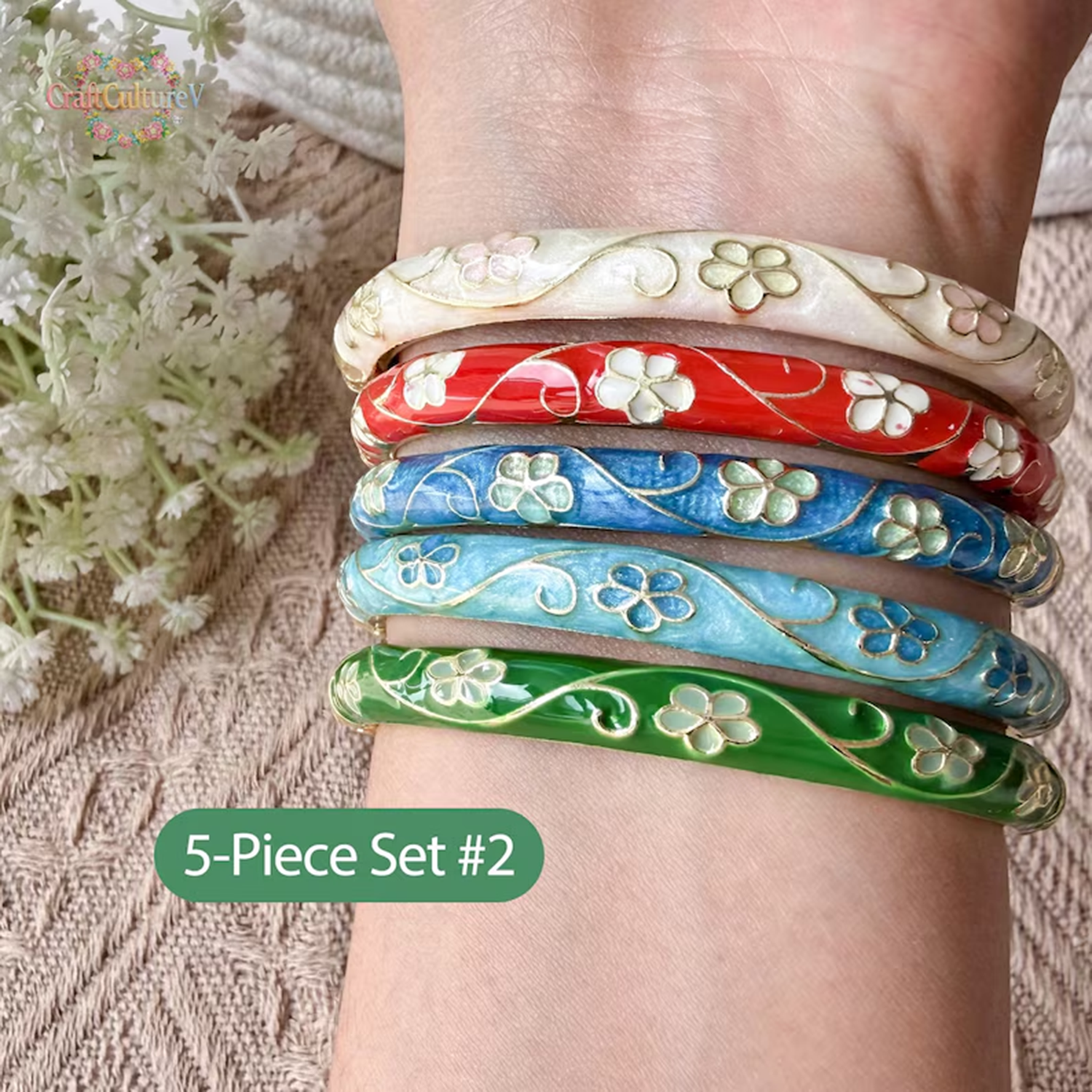 3/5PCS Enamel Cloisonné Bangle - Coordinates Bracelet reseña y precio