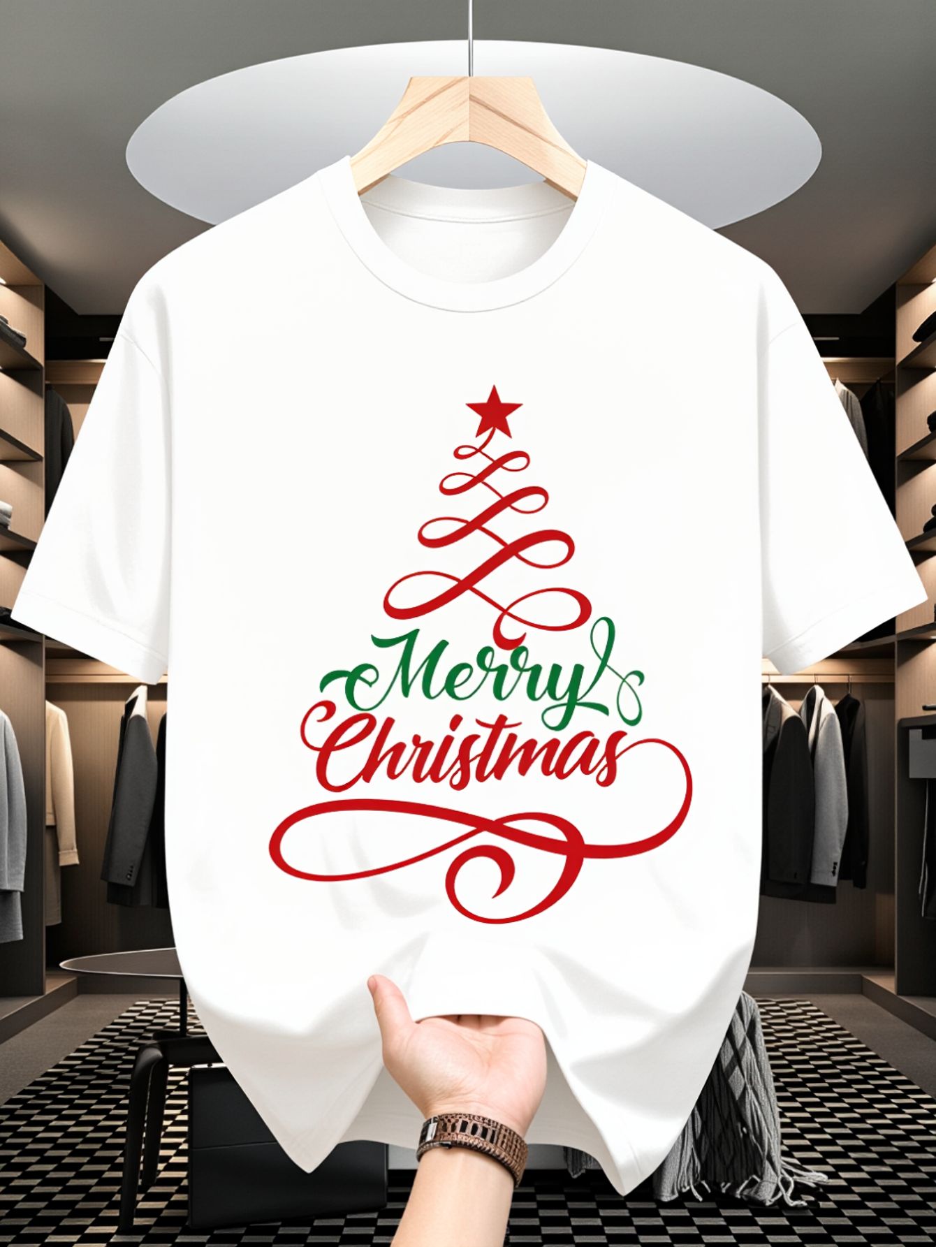 Men's T-Shirt, Merry Christmas - Family Tree Print reseña y precio