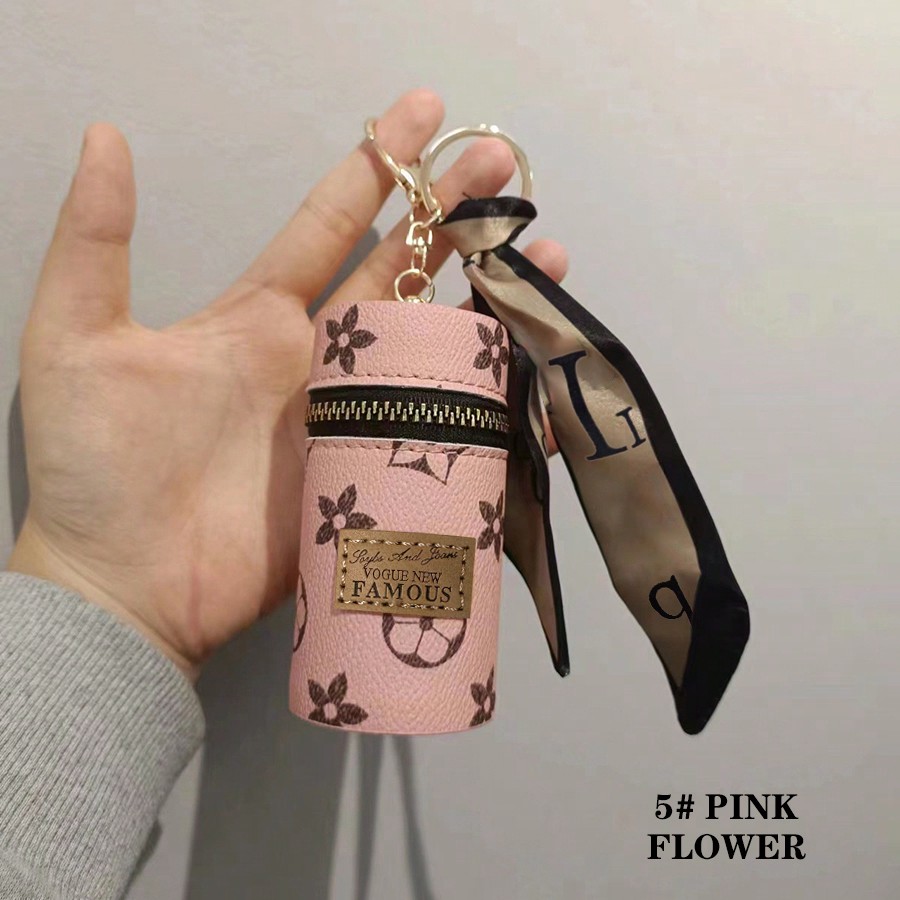 1pc Stylish Cylindrical Lipsti - Monogram Keychain Leather reseña y precio