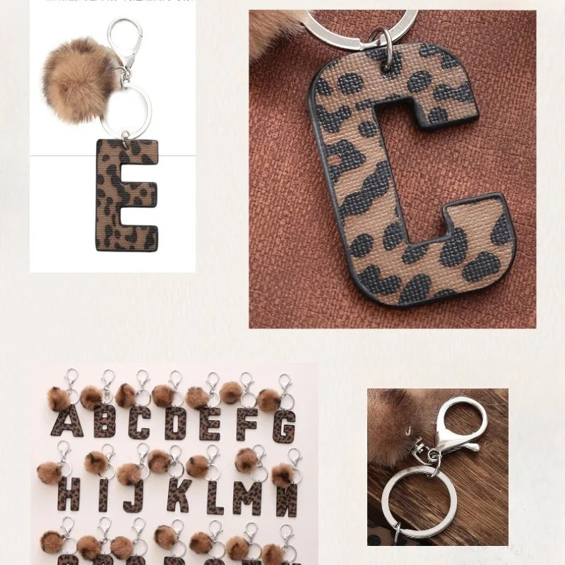 A-M Fashion Leopard Alphabet A - Monogram Keychain Leather reseña y precio