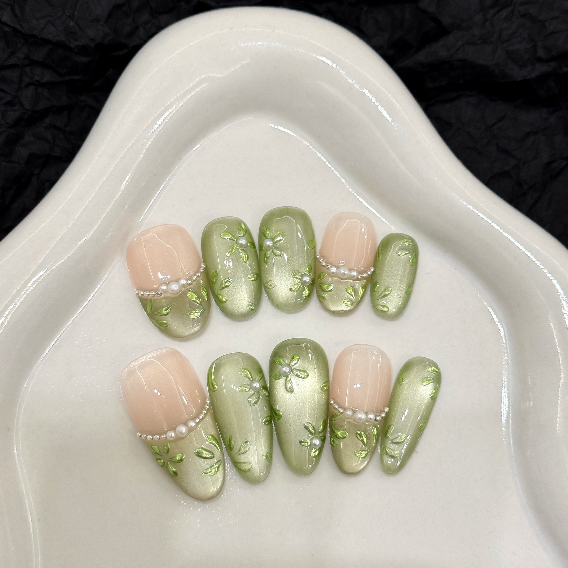 10pcs Handmade Press on Nails  - Pressed Flower Art reseña y precio