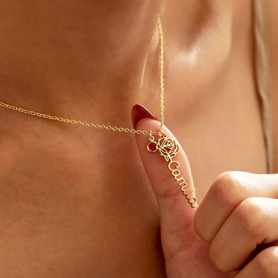 Personalized Custom Name Neckl - Birth Flower Necklace reseña y precio