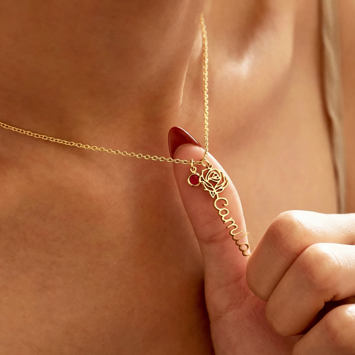 Personalized Custom Name Neckl - Birth Flower Necklace reseña y precio