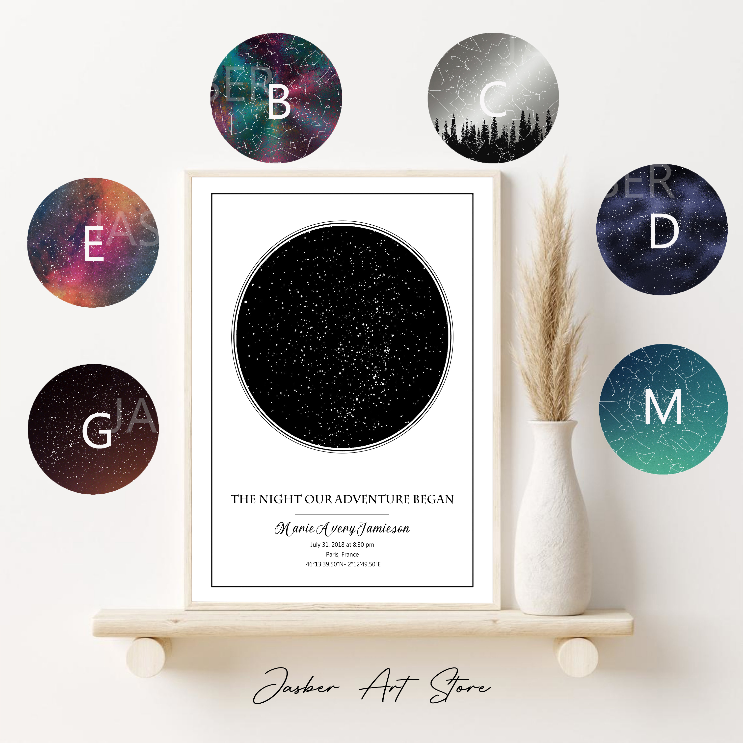 Personalized Star Map Poster B - Custom Star Map reseña y precio