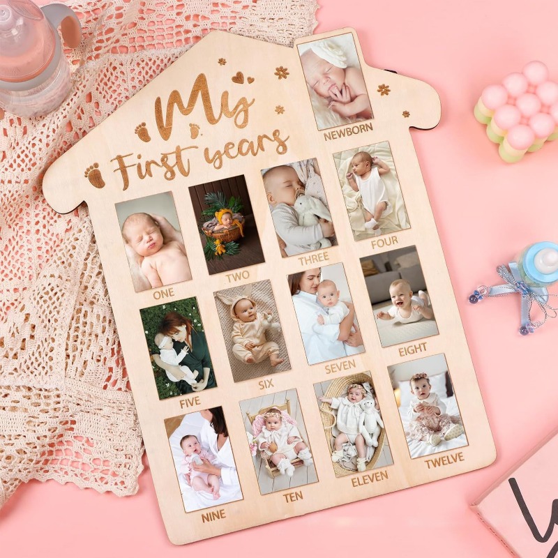 Wooden Baby Commemorative Phot - Engraved Wood Frame reseña y precio