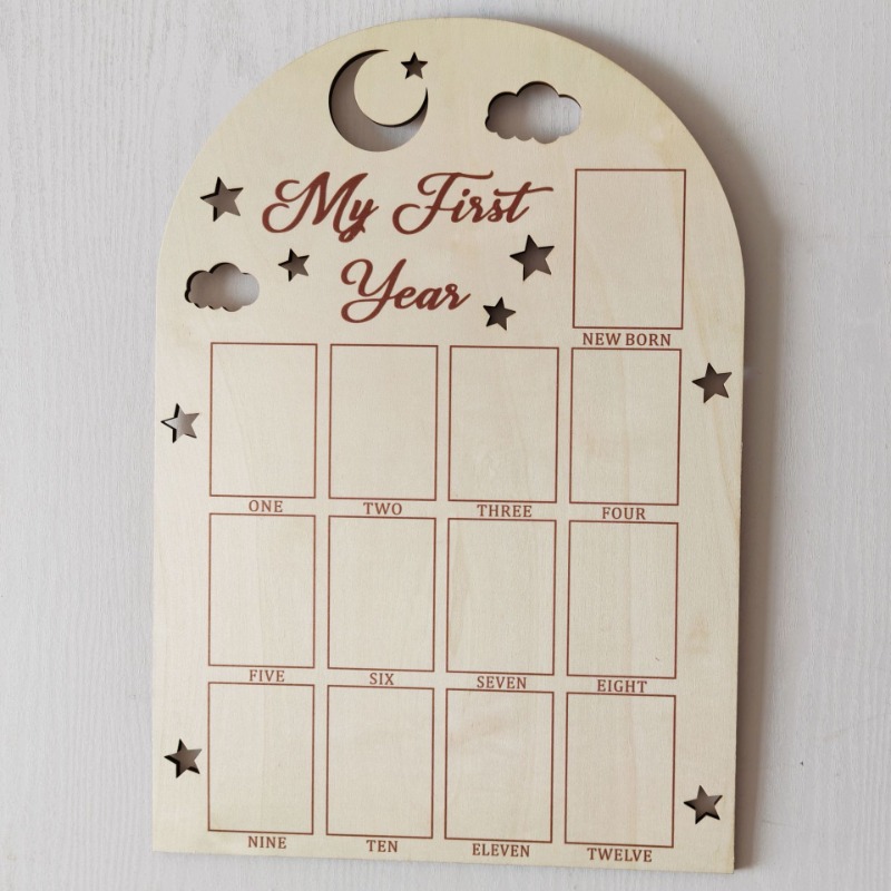 Wooden Baby Commemorative Phot - Engraved Wood Frame reseña y precio