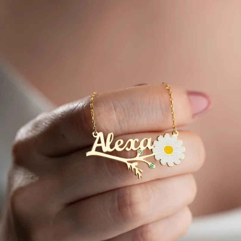 Roro‘s Personalized Colorful E - Birth Flower Necklace reseña y precio
