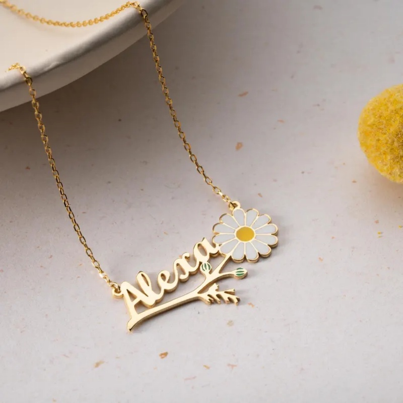 Roro‘s Personalized Colorful E - Birth Flower Necklace reseña y precio