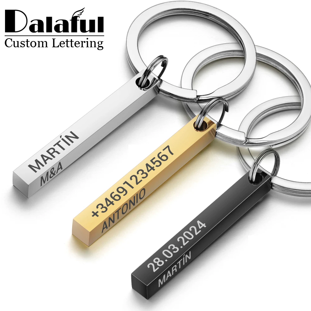 Personalized 3D Bar Keychain E - Initial Ring Custom reseña y precio