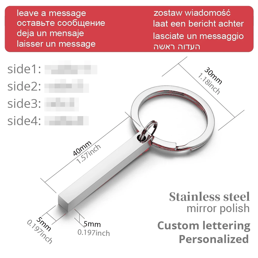 Personalized 3D Bar Keychain E - Initial Ring Custom reseña y precio