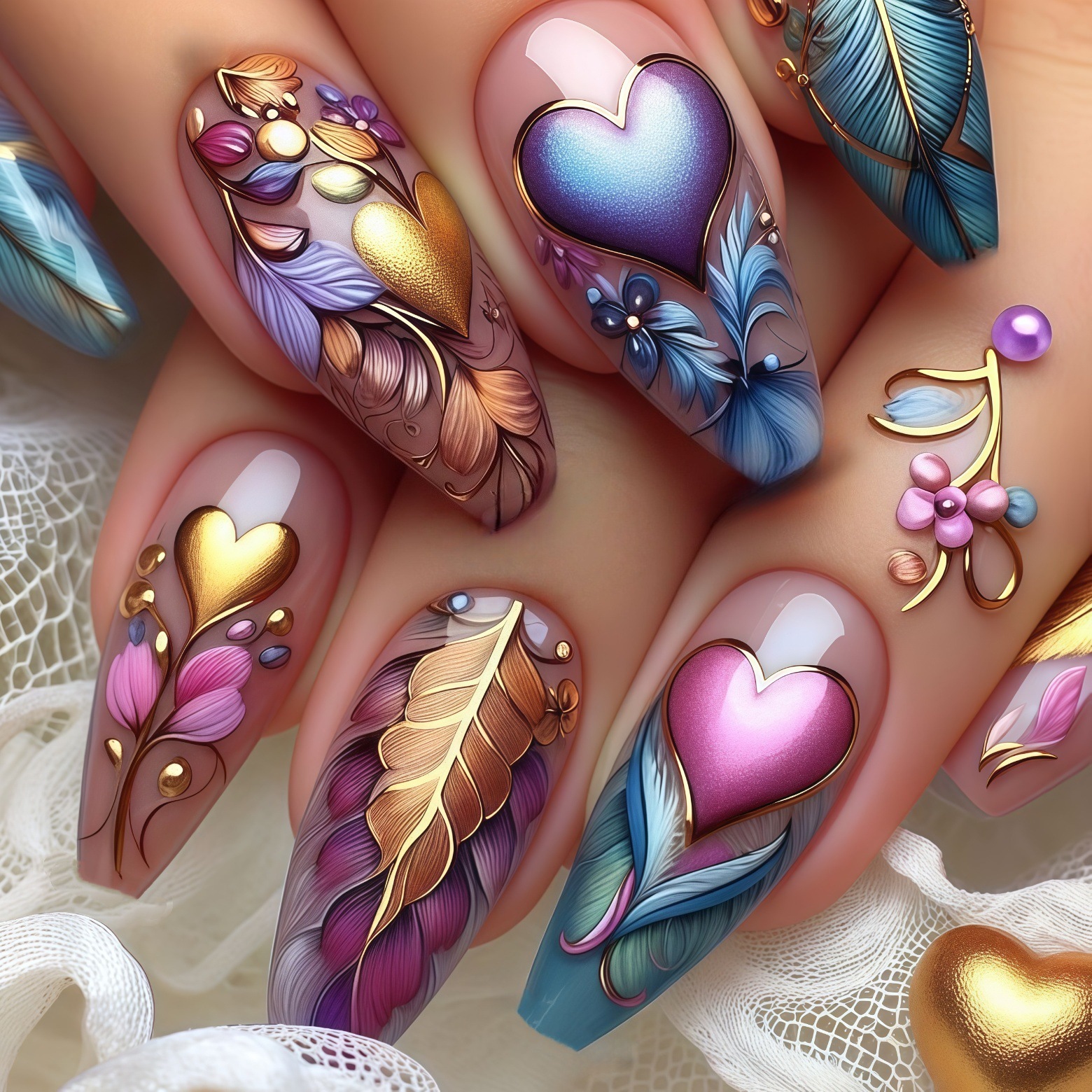 24pcs/set 3D fake nails for wo - Pressed Flower Art reseña y precio