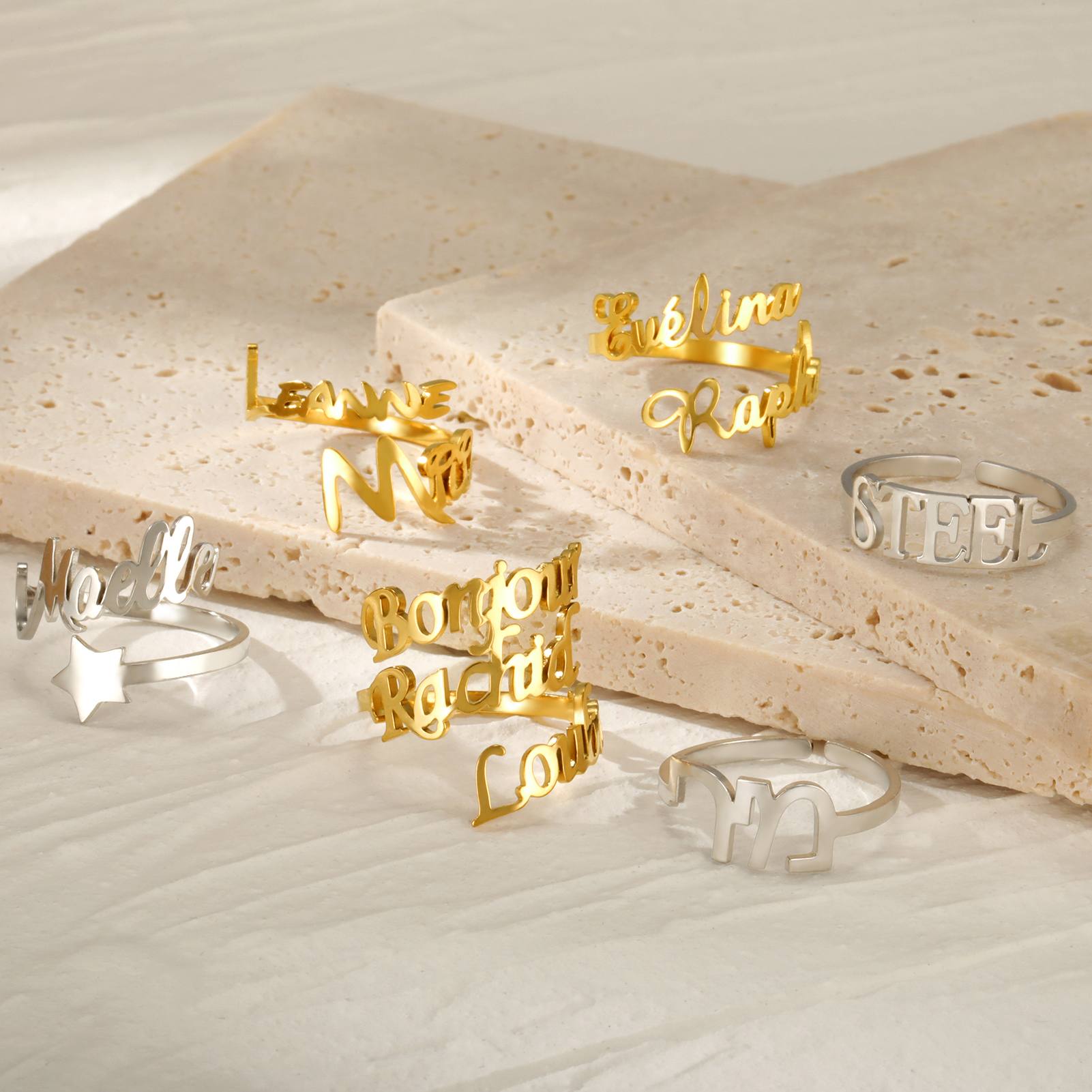 Custom Double Name Rings for W - Initial Ring Custom reseña y precio