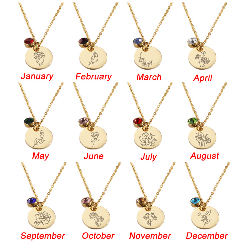 Crystal Birthstone Necklace fo - Birth Flower Necklace reseña y precio