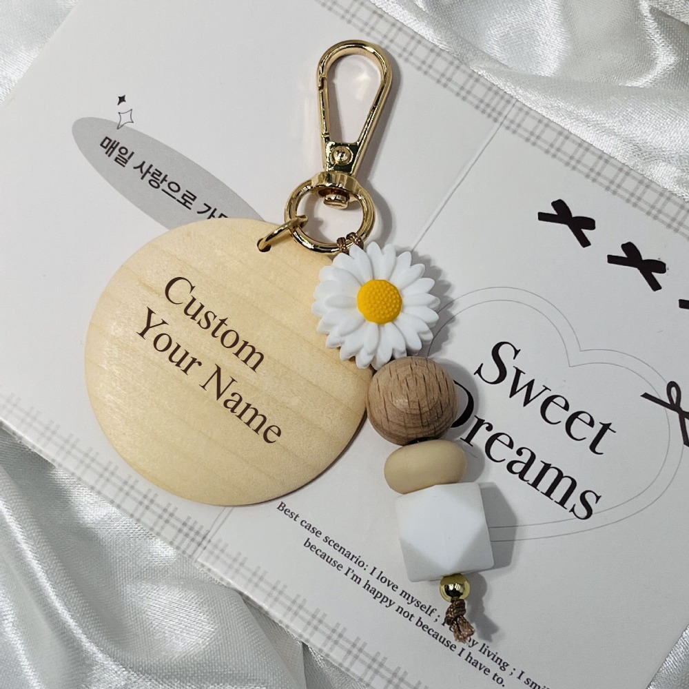 Creative Bamboo Pendant Keycha - Initial Ring Custom reseña y precio