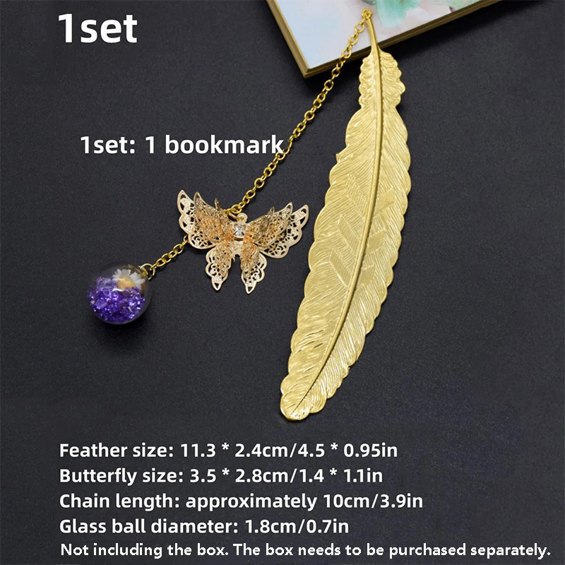 1pc Chinese Style Metal Feathe - Dried Flower Bookmark reseña y precio