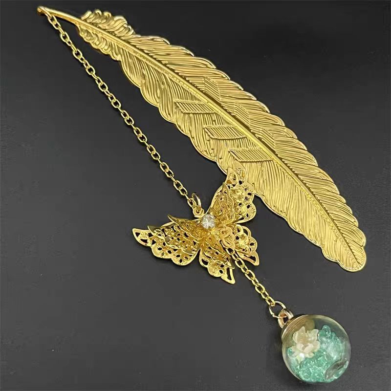 1pc Chinese Style Metal Feathe - Dried Flower Bookmark reseña y precio