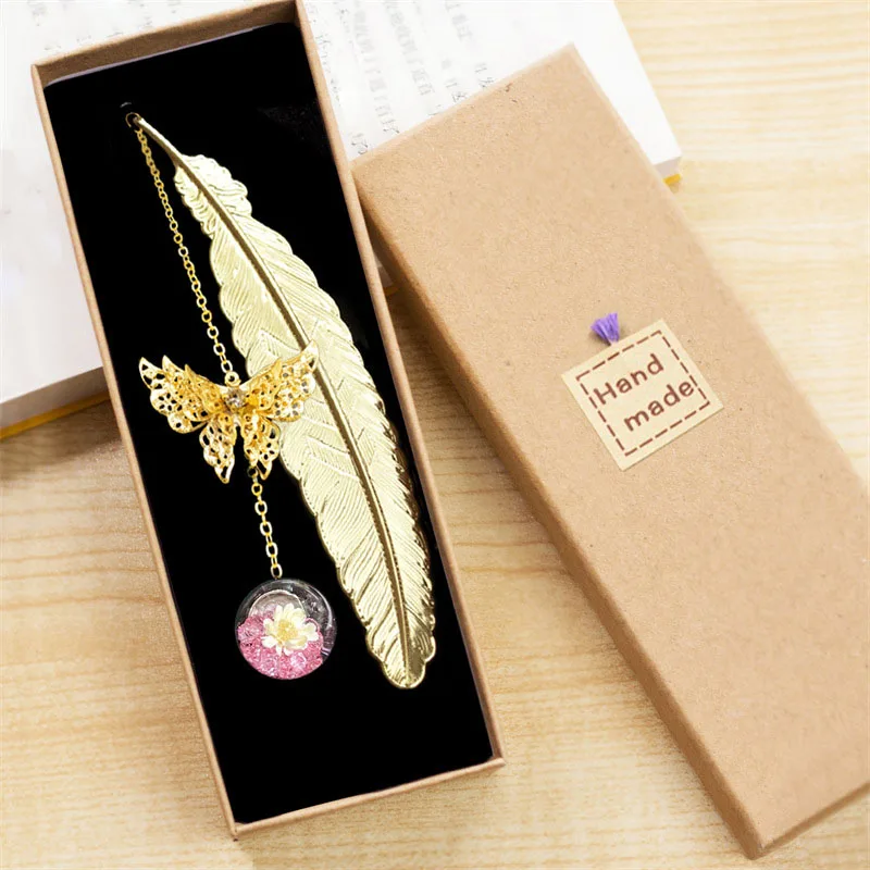 1pc Chinese Style Metal Feathe - Dried Flower Bookmark reseña y precio
