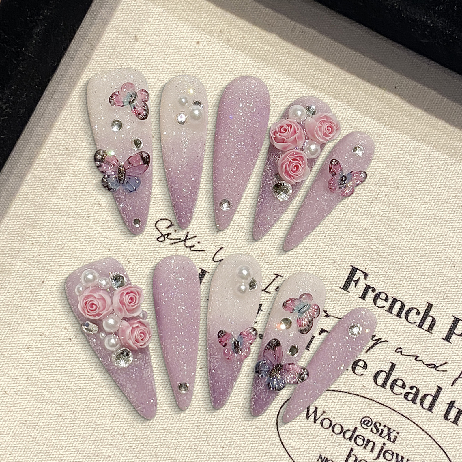 10pcs Long Stiletto Handmade F - Pressed Flower Art reseña y precio