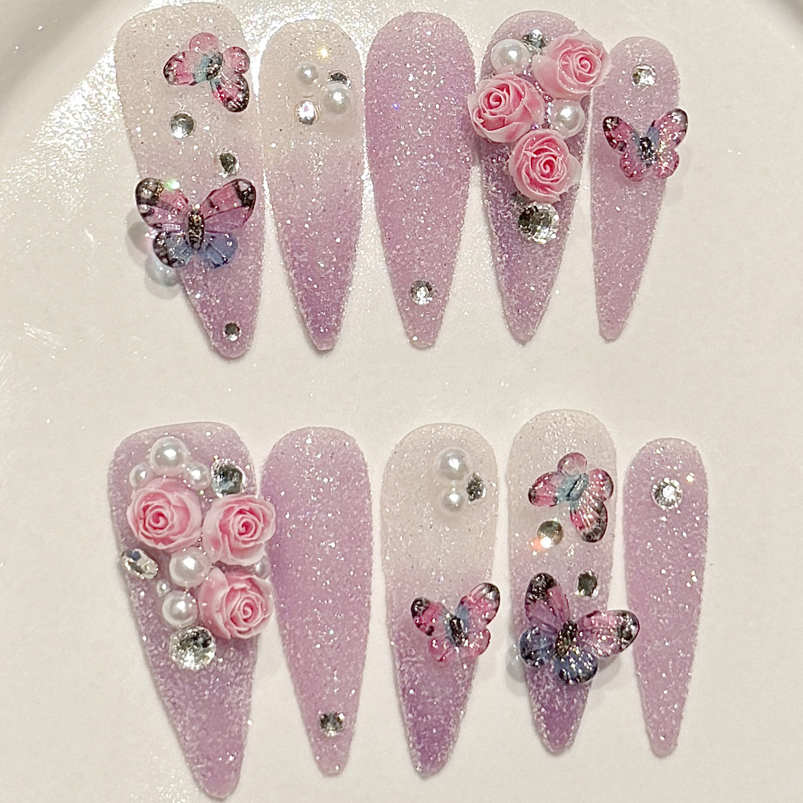 10pcs Long Stiletto Handmade F - Pressed Flower Art reseña y precio