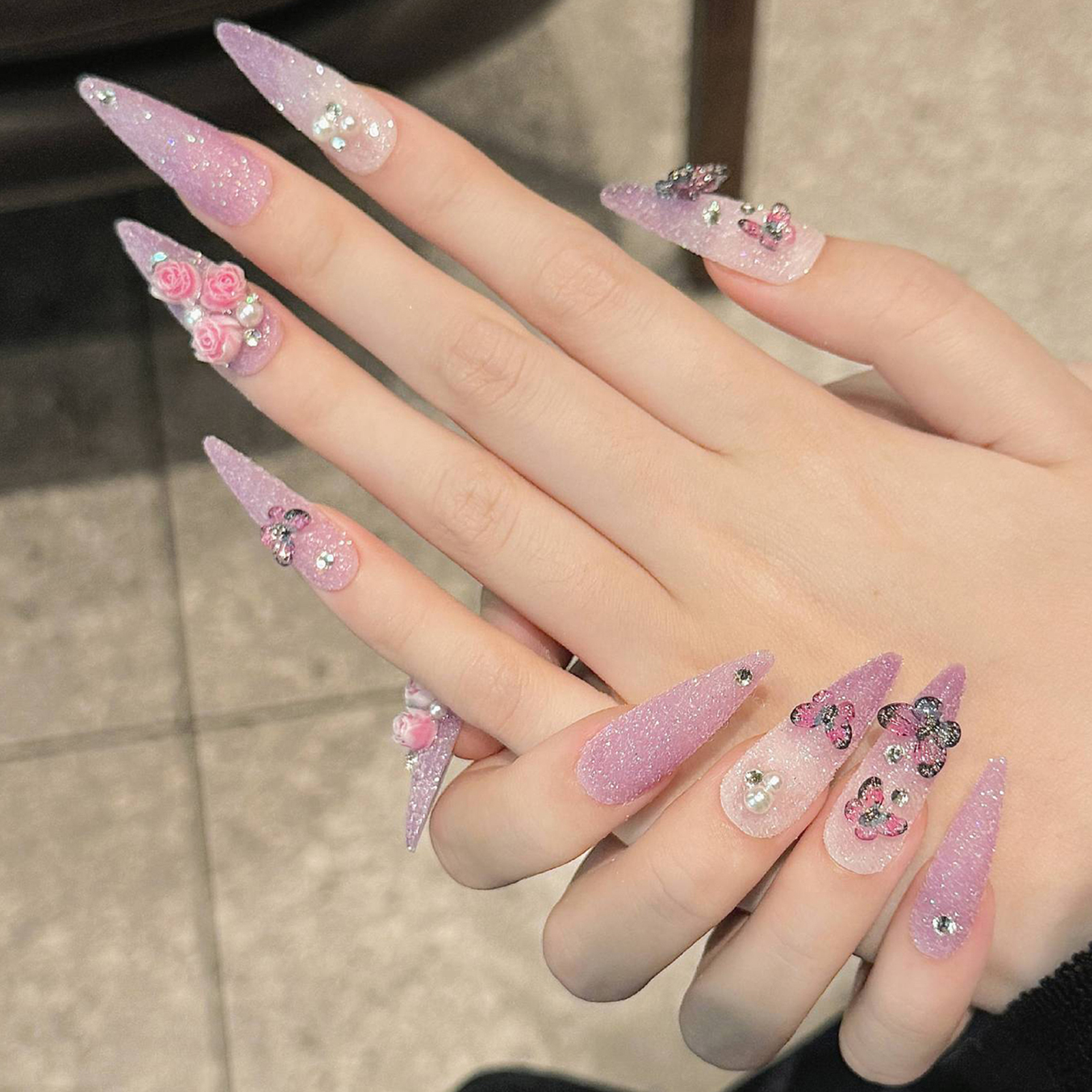 10pcs Long Stiletto Handmade F - Pressed Flower Art reseña y precio