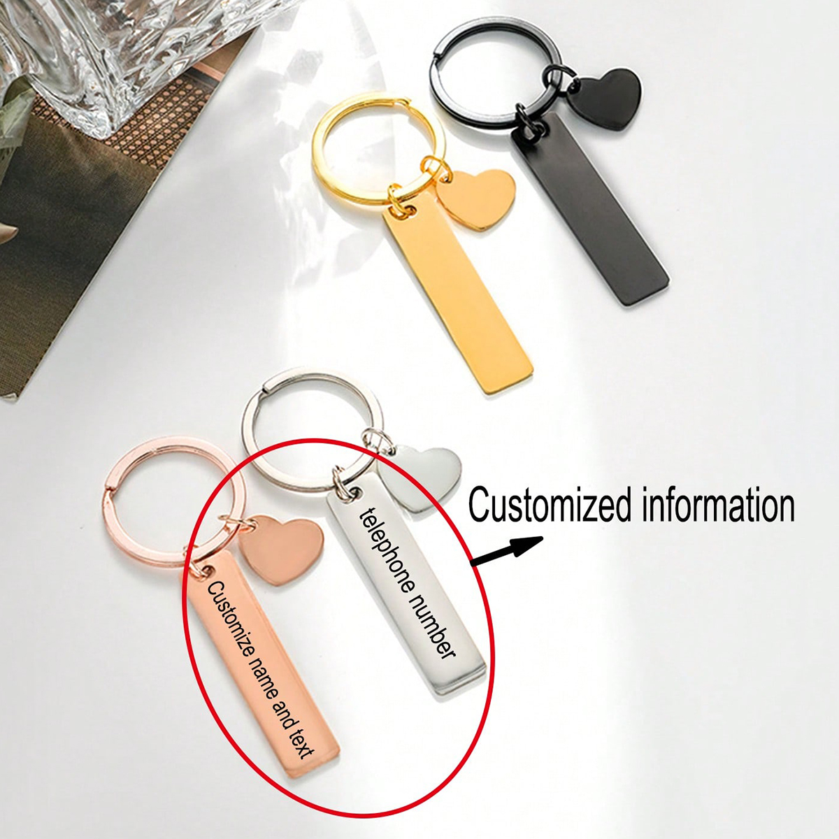 Custom Text Keychain Personali - Initial Ring Custom reseña y precio
