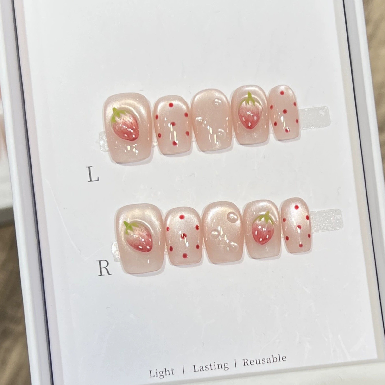 10PCS Short Square Fake Nails  - Pressed Flower Art reseña y precio