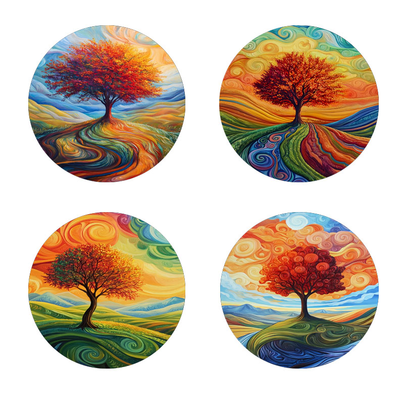 4 tree print coasters, suitabl - Family Tree Print reseña y precio