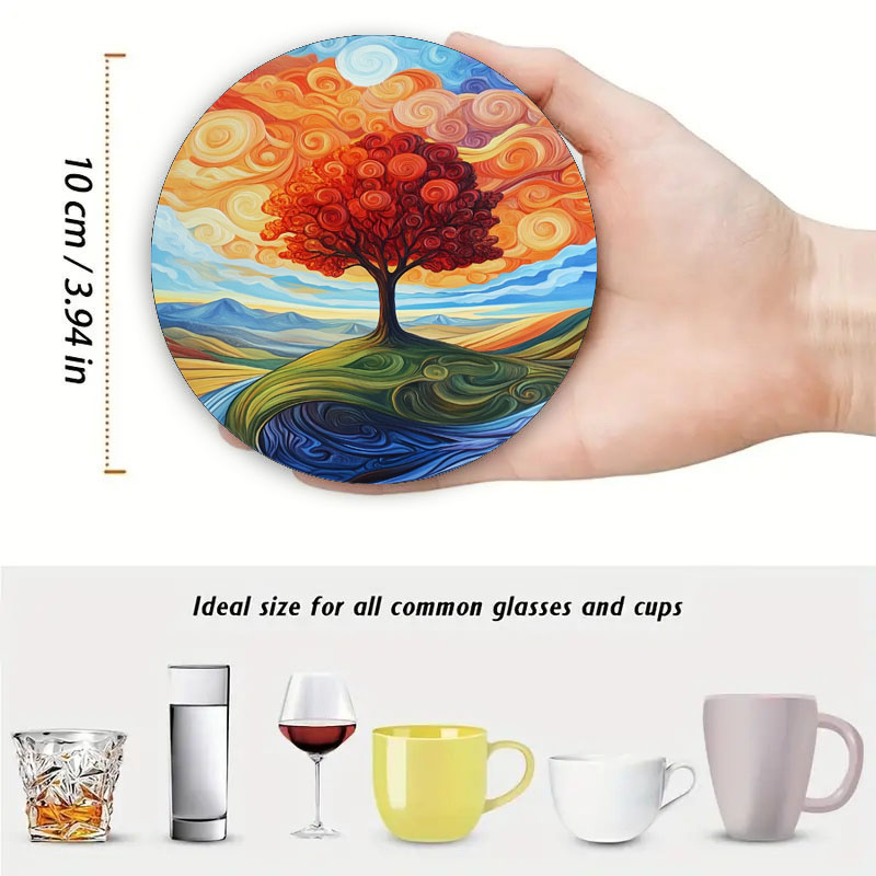 4 tree print coasters, suitabl - Family Tree Print reseña y precio