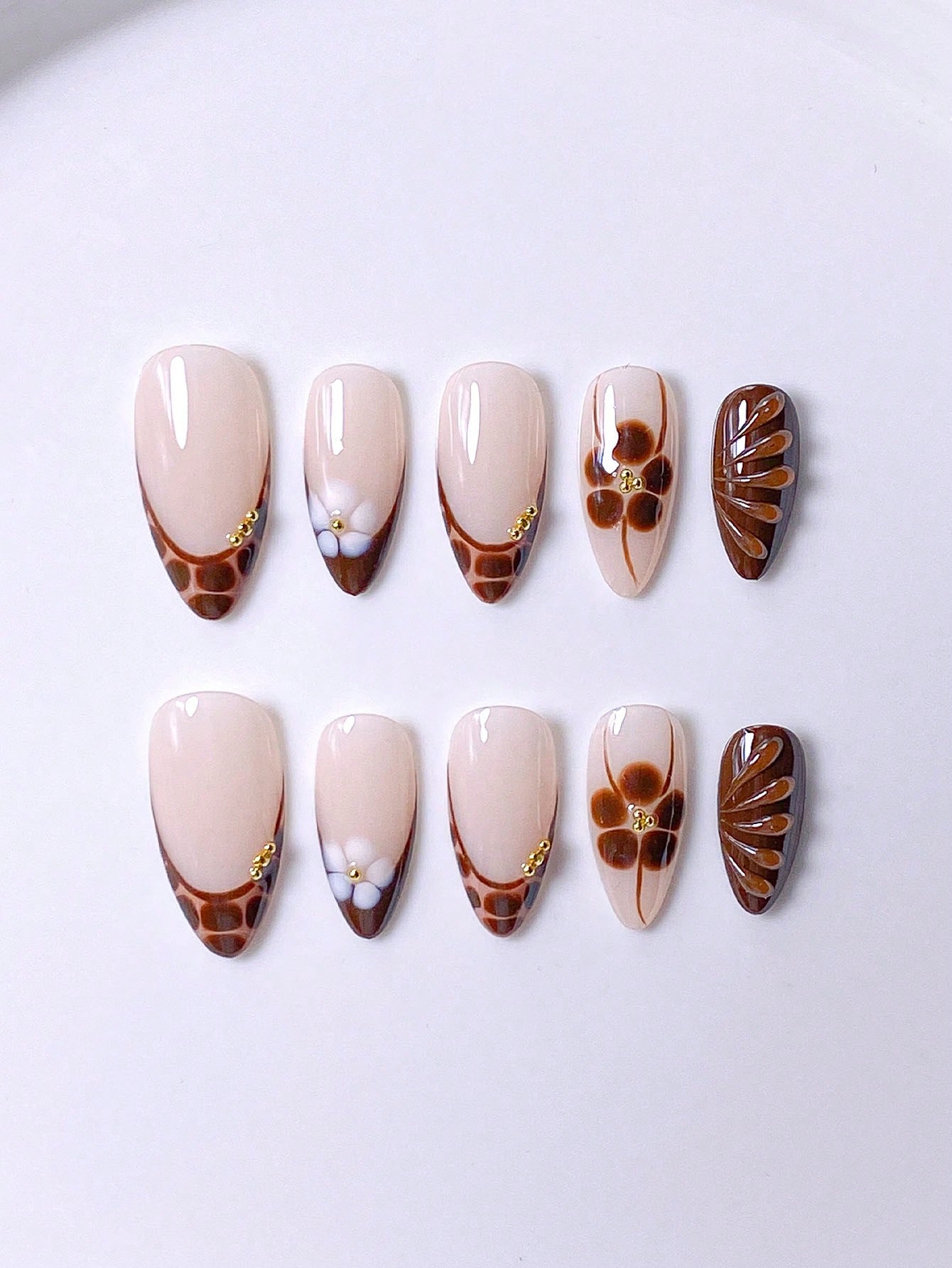 10 pieces of handcrafted brown - Pressed Flower Art reseña y precio