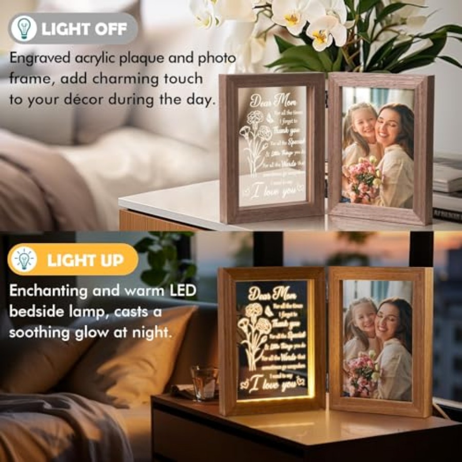 Mom Gifts from Daughters Son C - Engraved Wood Frame reseña y precio