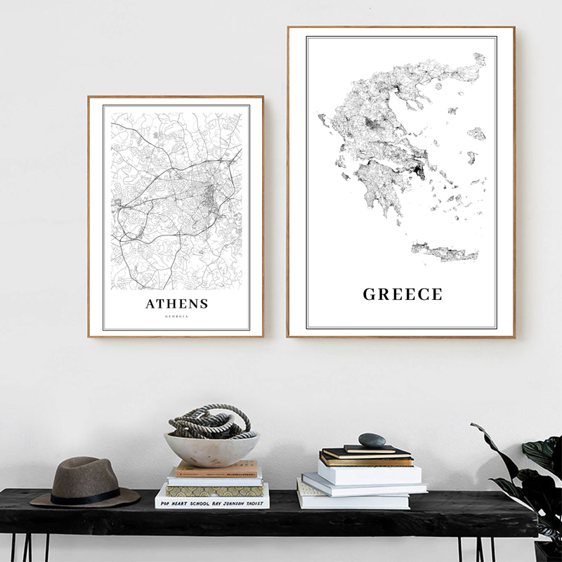 Greece Road Map Poster Black a - Custom Star Map reseña y precio