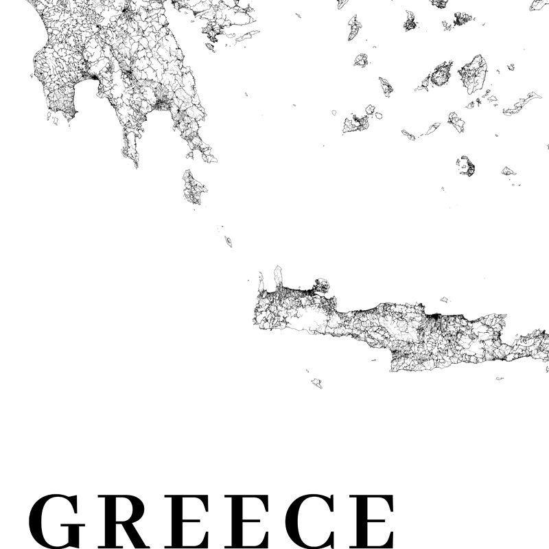 Greece Road Map Poster Black a - Custom Star Map reseña y precio