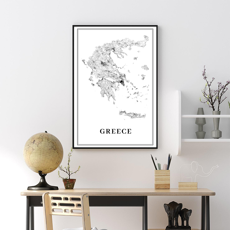 Greece Road Map Poster Black a - Custom Star Map reseña y precio