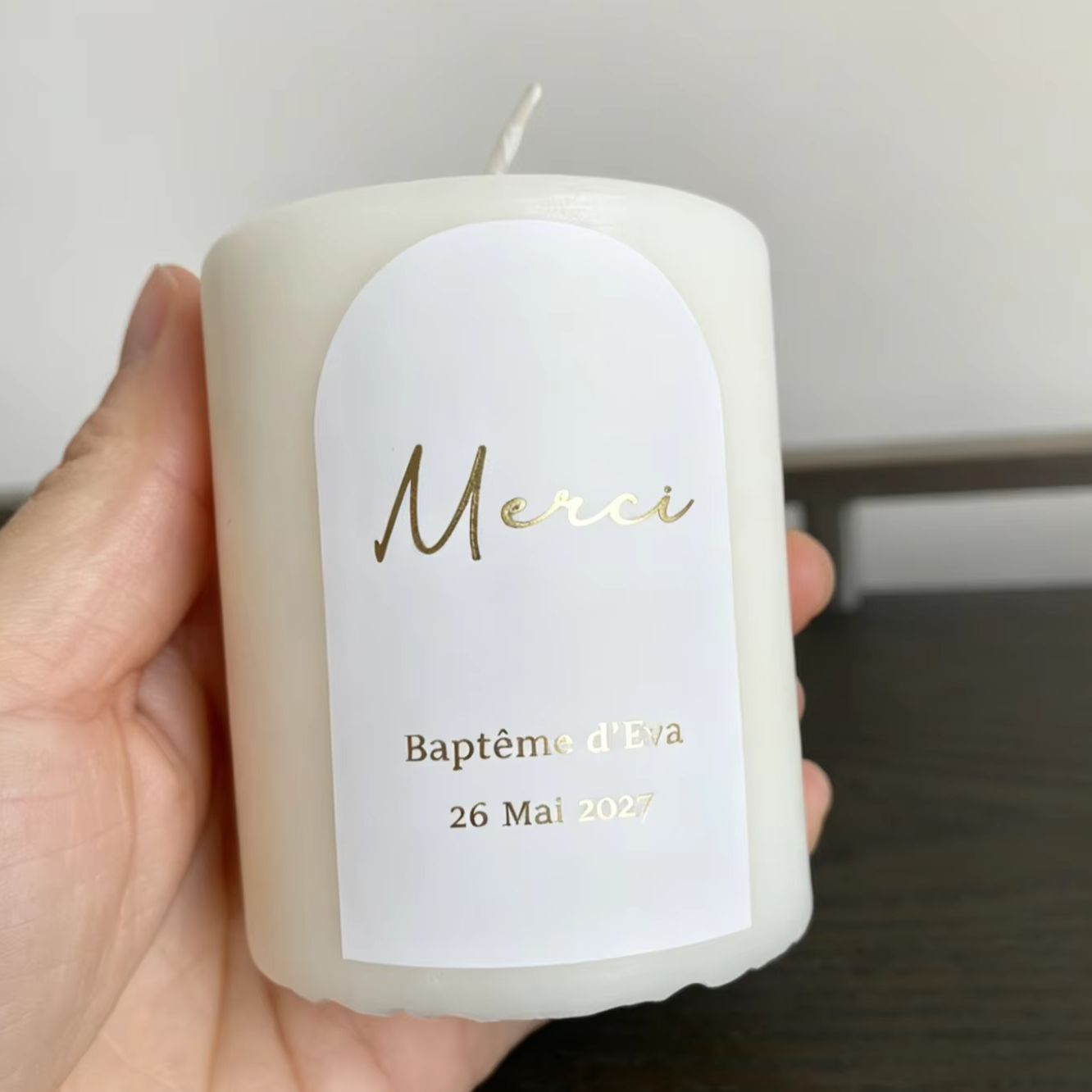 Custom Baptism Candle Merci Th - Personalised Candle Label reseña y precio