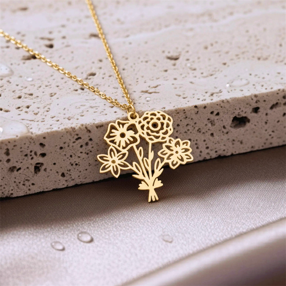 Personalized Birth Flower Bouq - Birth Flower Necklace reseña y precio
