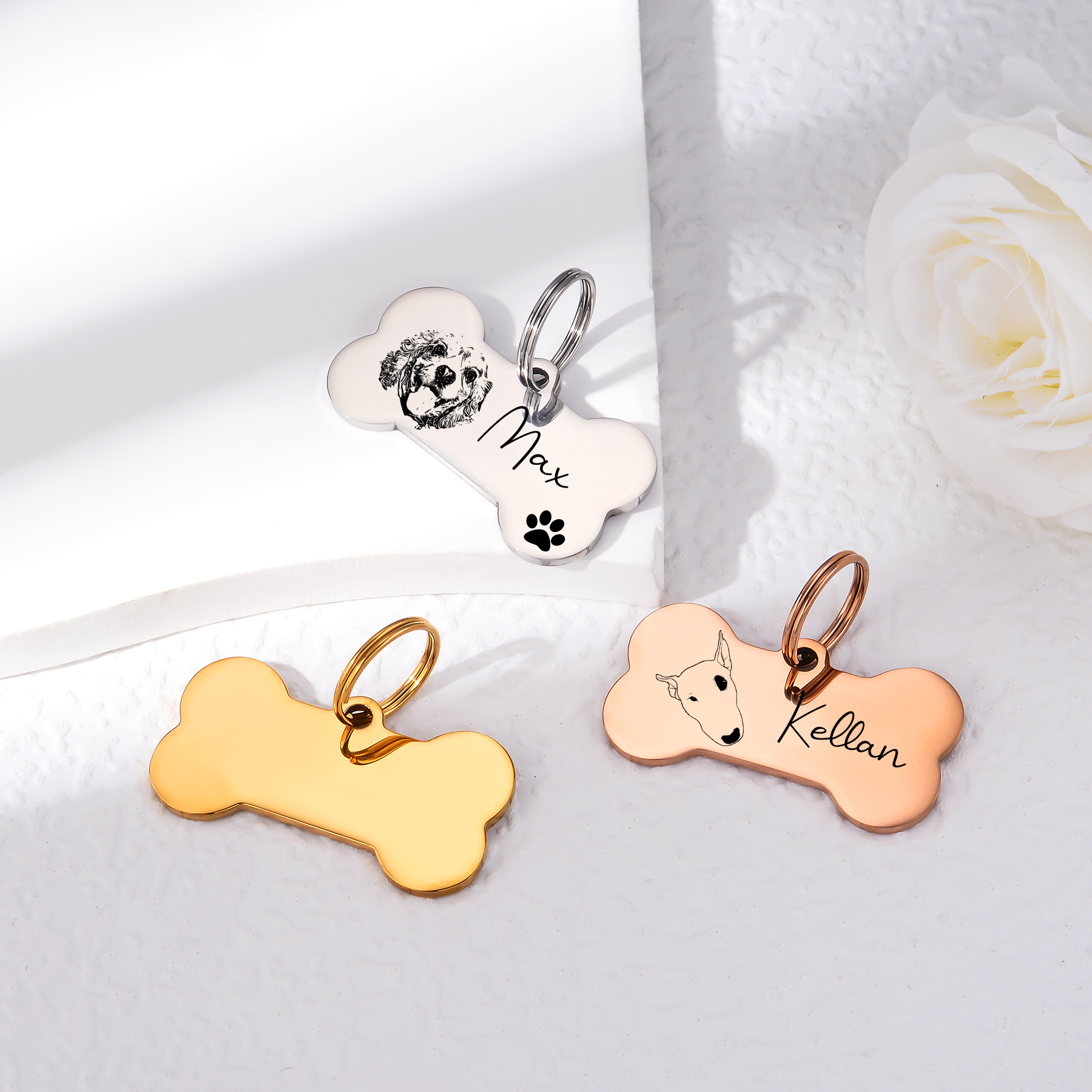 Custom Bone Dog Keychain Engra - Pet Portrait Custom reseña y precio