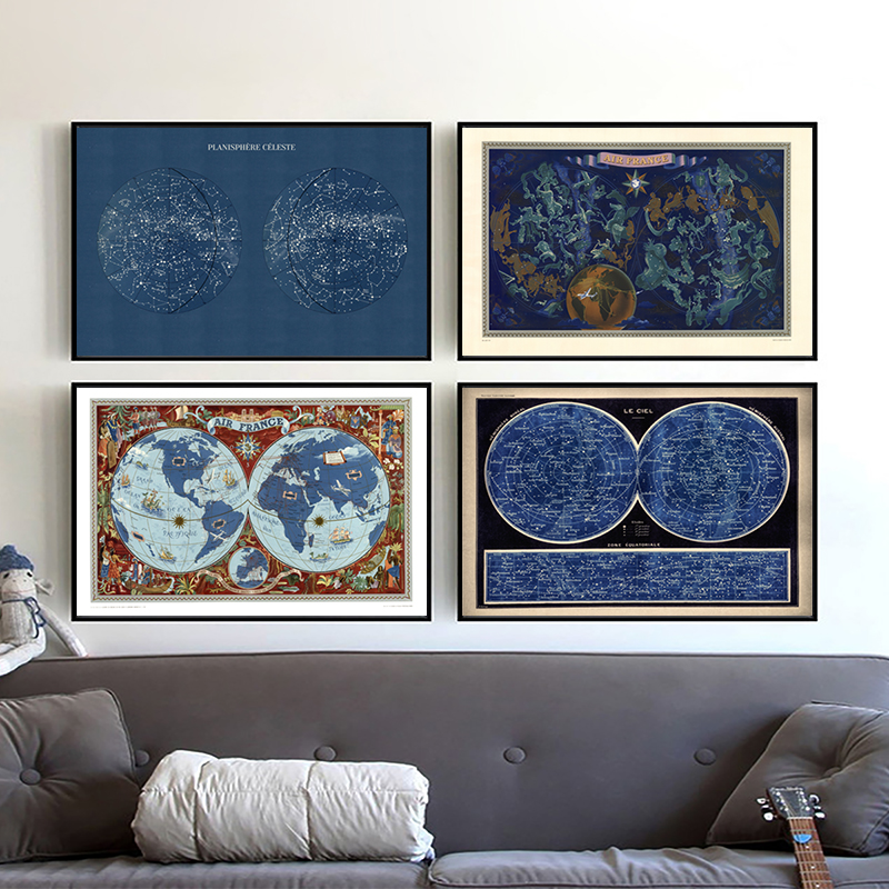 French Double Hemisphere World - Custom Star Map reseña y precio