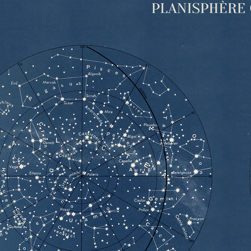 French Double Hemisphere World - Custom Star Map reseña y precio