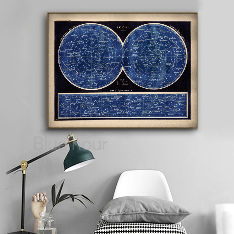 French Double Hemisphere World - Custom Star Map reseña y precio